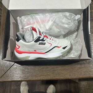Prince Women's White, Neon Red & Black Court Sneaker